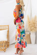 Mixiedress Sleeveless Tie Neck Waisted Floral Print Maxi Dress