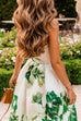 Strapless Tube Top Waisted Floral Swing Midi Dress
