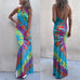 Mixiedress Sleeveless Halter Backless Maxi Tie Dye Dress