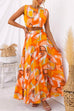 Printed Cropped Tank Top Elastic Waist Swing Maxi Skirt Set