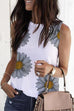 Mixiedress Crewneck Sleeveless Sunflower Casual Tops