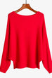 Mixiedress Boat Neck Batwing Sleeves Ribbed Knit Sweater