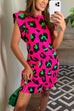 Mixiedress Short Sleeve Cute Mini Leopard Dress