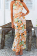 Mixiedress Tie Neck Backless Floral Printed Maxi Flowy Dress