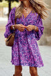 Mixiedress Wrap V Neck 3/4 Sleeves Tie Waist Floral Print Dress