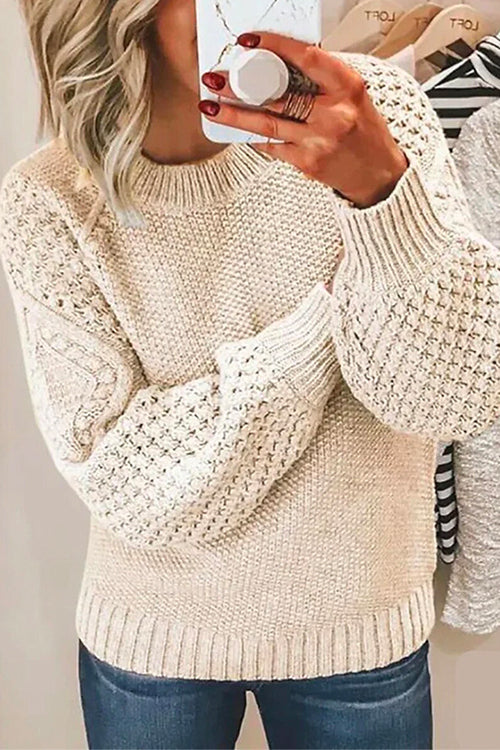 Mixiedress Crewneck Hollow Out Crochet Knitting Sweater