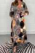Mixiedress V Neck Ruffle Sleeve Printed Maxi Swing Dress
