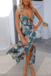 Mixiedress Floral Print Tie Front Cut Out Slit Midi Cami Dress