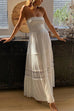 Mixiedress Strapless Tube Hollow Out Lace Splice Tiered Maxi Dress
