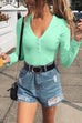 Mixiedress Buttoned V Neck Long Sleeves Bottoming Shirt