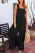 Mixiedress Wide Straps Smocked High Waist Ruffle Wide Leg Jumpsuit