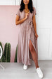 Mixiedress V Neck Tie Waist Polka Dot Maxi Wrapped Dress