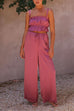 Mixiedress Ruffle Cami Top Drawstring Waist Wide Leg Pants Satin Set