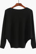 Mixiedress Boat Neck Batwing Sleeves Ribbed Knit Sweater