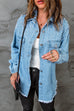 Mixiedress Pearls Beading Raw Hem Distressed Denim Shirt Jacket