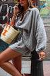 Mixiedress Oversized Long Sleeves Blouse Shirt Wide Leg Shorts Set