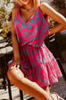 Mixiedress V Neck Tie Shoulder Printed Mini Cami Dress