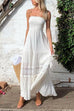 Mixiedress Strapless Tube Hollow Out Lace Splice Tiered Maxi Dress