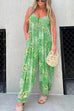 Mixiedress Buttons V Neck High Waist Printed Cami Jumpsuit