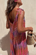 Mixiedress V Neck Tie Shoulder Pockets Tie Dye Cami Jumpsuit