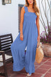 Mixiedress Wide Straps Smocked High Waist Ruffle Wide Leg Jumpsuit