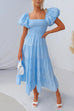 Mixiedress Off Shoulder Puff Sleeves Ruffle Tiered Midi Dress