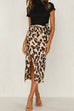 Mixiedress Knot Waist Slit Midi Leopard Skirt