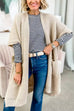 Half Sleeves Pocketed Open Front Oversized Cardigan