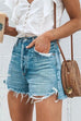 Mixiedress Street Style Raw Hem Ripped Shorts with Pockets