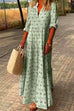 Mixiedress V Neck Long Sleeves Tiered Printed Maxi Dress
