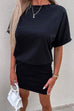Mixiedress Crewneck Short Sleeve Waisted Solid Mini Dress