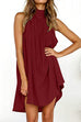 Mixiedress Solid Halter Sleeveless Ruffle Dress