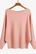 Mixiedress Boat Neck Batwing Sleeves Ribbed Knit Sweater