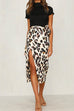 Mixiedress Knot Waist Slit Midi Leopard Skirt