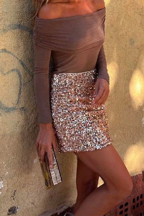 Mixiedress Stretchy High Waist Sequin Mini Party Skirt