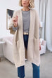 Half Sleeves Pocketed Open Front Oversized Cardigan