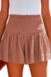 Mixiedress Elastic Smocked Waist Wide Leg Solid Shorts