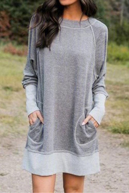 Mixiedress Maureen Pockets Casual Sweatershirt Dress