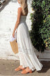Mixiedress Strapless Tube Hollow Out Lace Splice Tiered Maxi Dress