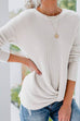 Mixiedress Solid Crewneck Twist Front Knitting Sweater