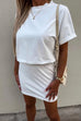 Mixiedress Crewneck Short Sleeve Waisted Solid Mini Dress