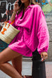 Mixiedress Oversized Long Sleeves Blouse Shirt Wide Leg Shorts Set
