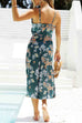 Mixiedress Floral Print Tie Front Cut Out Slit Midi Cami Dress