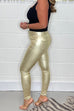 Mixiedress High Waist Metallic Faux Leather Skinny Pants