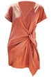 Mixiedress Solid Cross V Neck Tie Wrap Dress