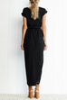 Mixiedress Casual Crewneck Tie Waist Slit Dress