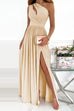 Mixiedress One Shoulder Cut Out Sleeveless Slit Swing Dress