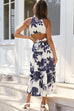 Mixiedress Halter Cut Out Sleeveless Printed Dress