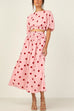 Mixiedress Short Sleeve Crop Top and High Waist Skirt Polka Dot Set