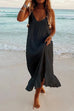 Mixiedress Solid V Neck Ruffle Cami Beach Dress
